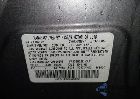 2013 Infiniti M37X z USA, uszkodzony, nr VIN JN1BY1AR7DM600956